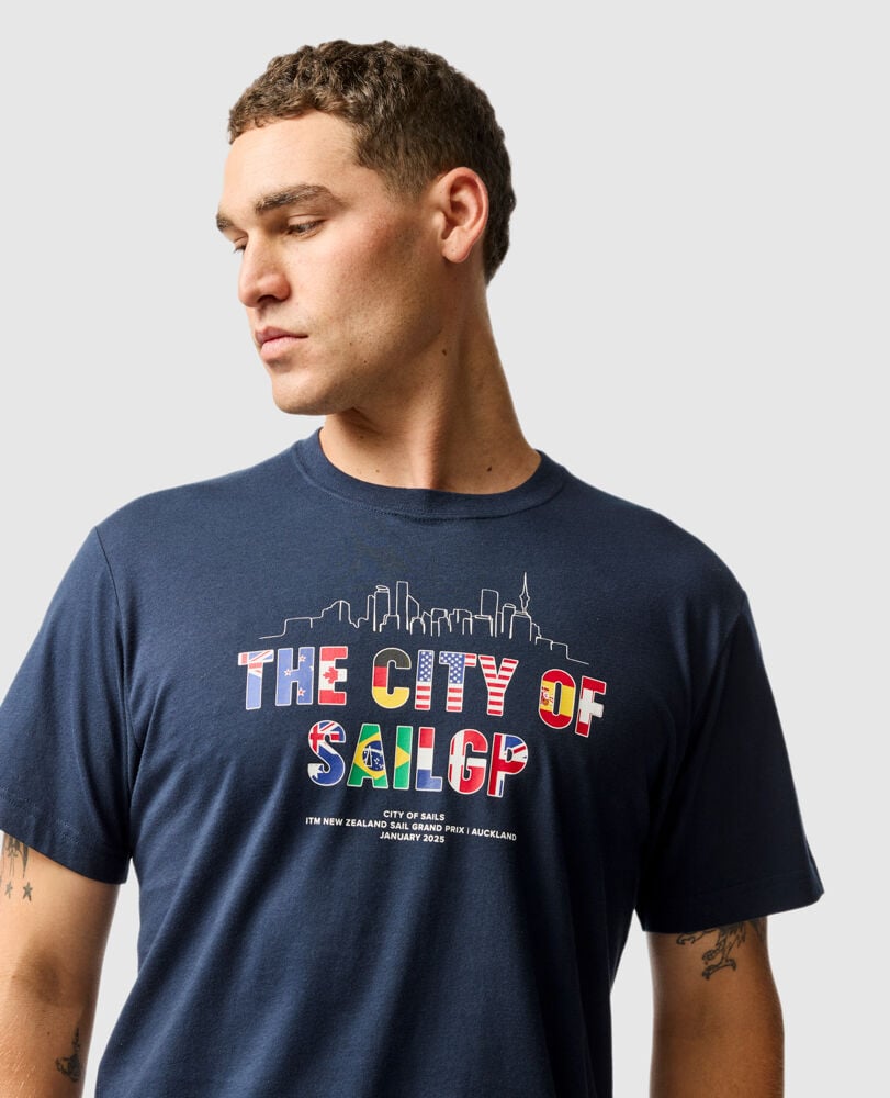 The City Of SailGP Sports Fit T-Shirt, MIDNIGHT, Detail 3