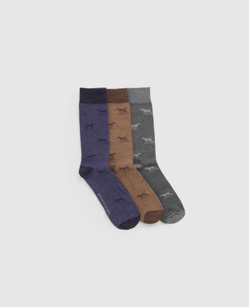 Dogs-A-Plenty Three Pack Socks, WASHED MULTI, Back