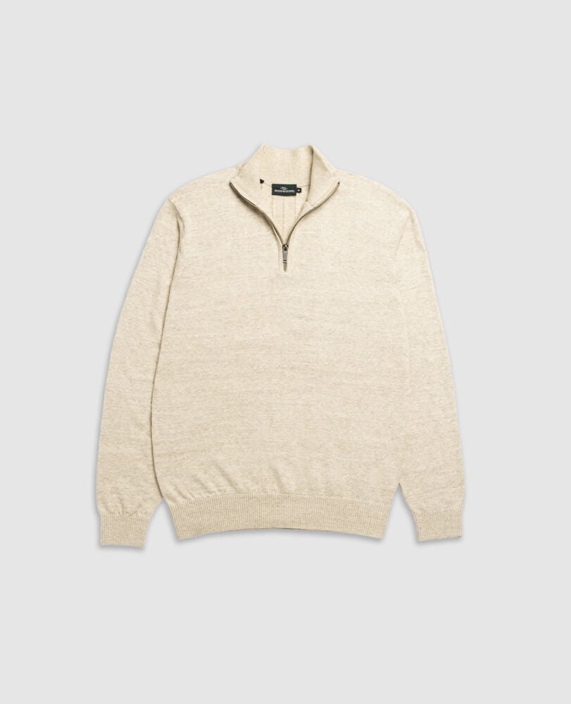 Fortrose 1/4 Zip Knit, STRAW, Flat Lay