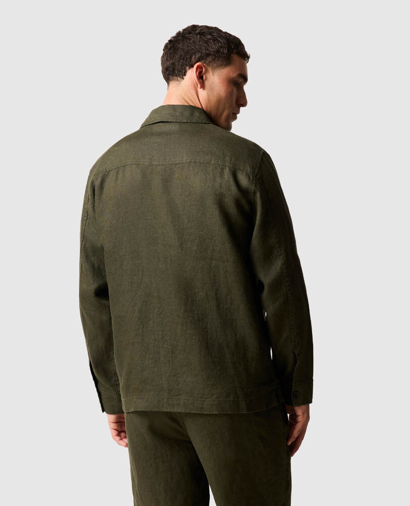 Resort Linen Shacket, DARK OLIVE, Back
