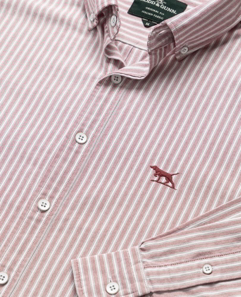 Gunn Oxford Stripe 4 Of Shirt, POPPY, Detail 2