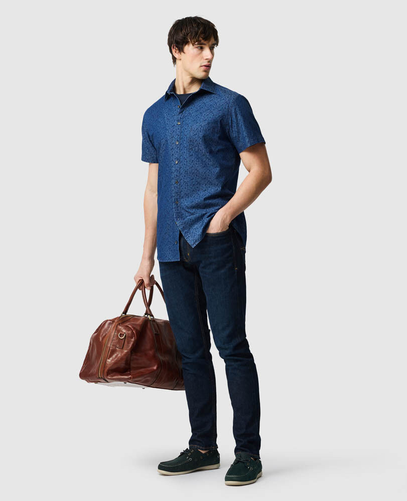 Clarkes Bay Sports Fit Shirt, DENIM, Off Front
