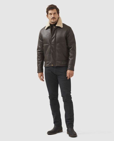 Arrowtown Shearling Leather Jacket, MOCHA