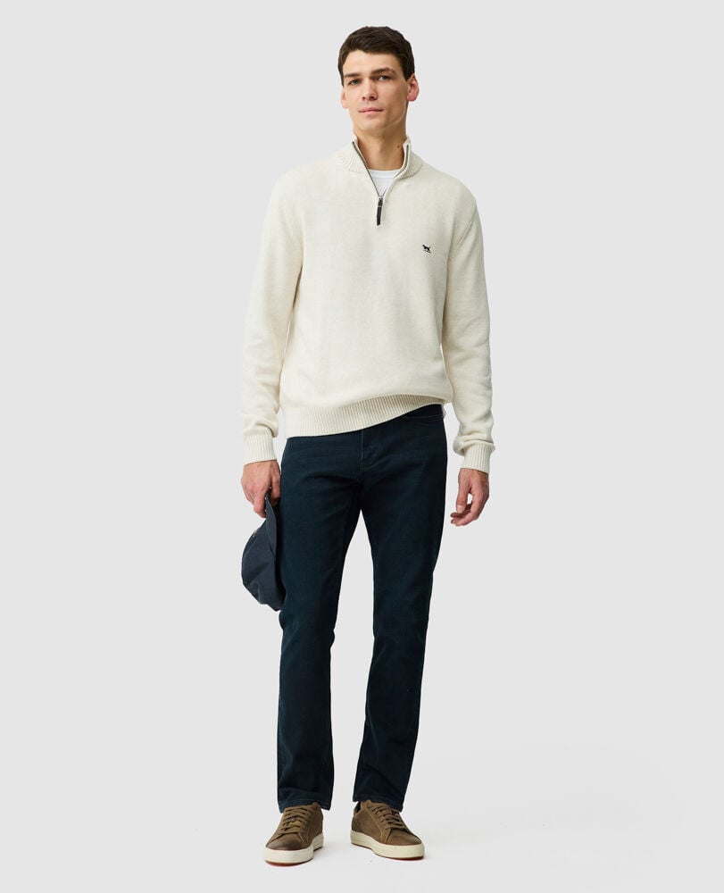 Merrick Bay 1/4 Zip Sweater, OAT, Off Front