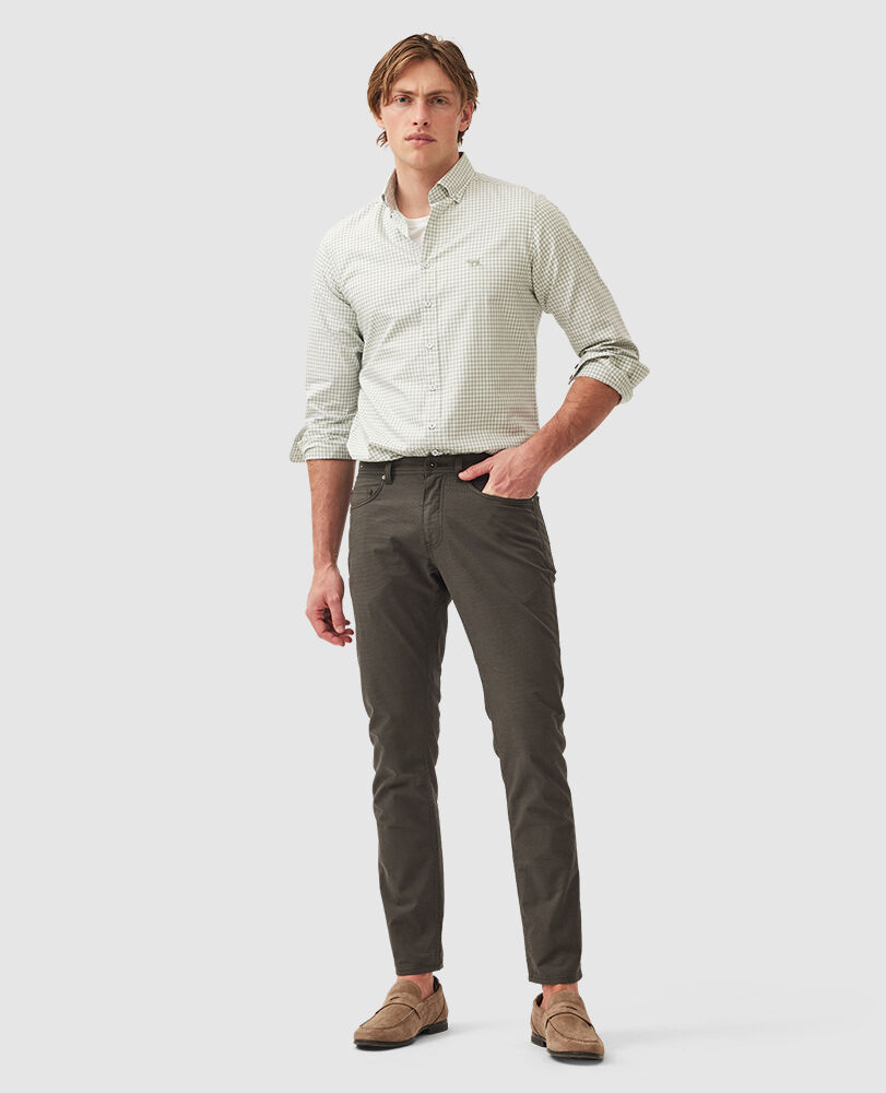 Oxford Bayshore Gingham Shirt, DUSTY SAGE, Off Front
