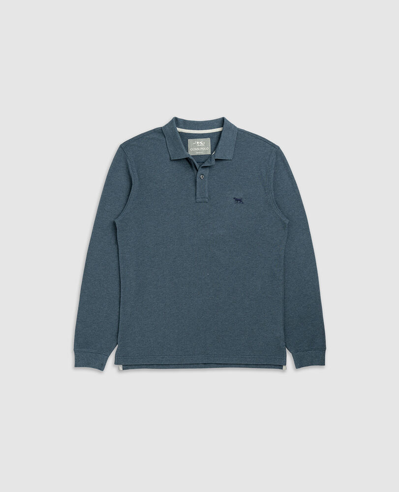 Polo manches longues gunn, BLEU FONCÉ, Flat Lay