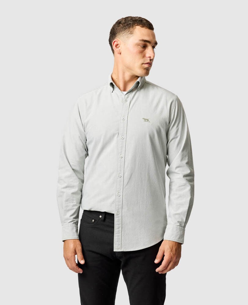 Gunn Oxford Sports Fit Shirt, EUCALYPTUS, Front