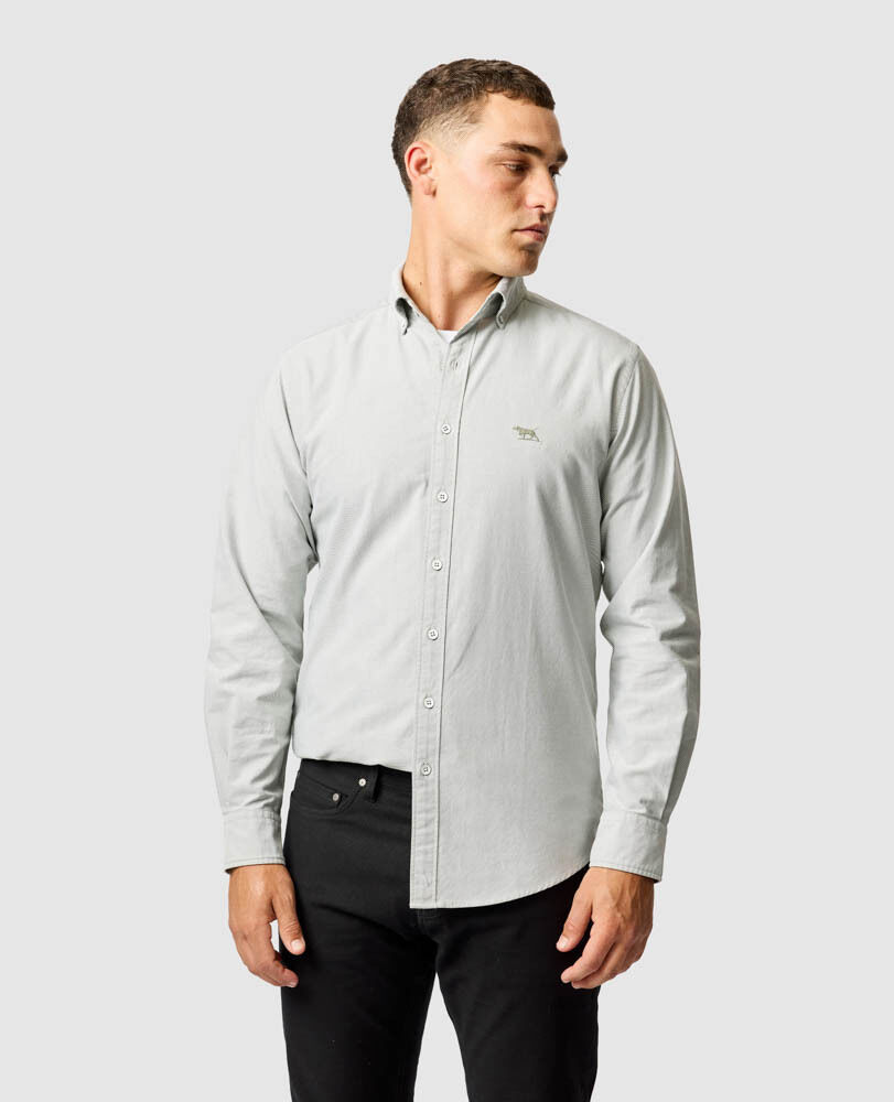 Chemise slim en coton oxford Gunn, EUCALYPTUS, Front