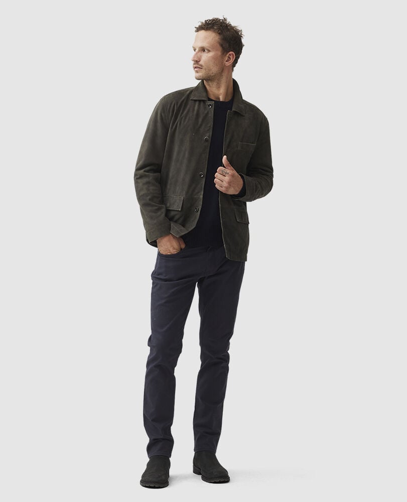 Somerset Leather Jacket, MOUSE, Off Front