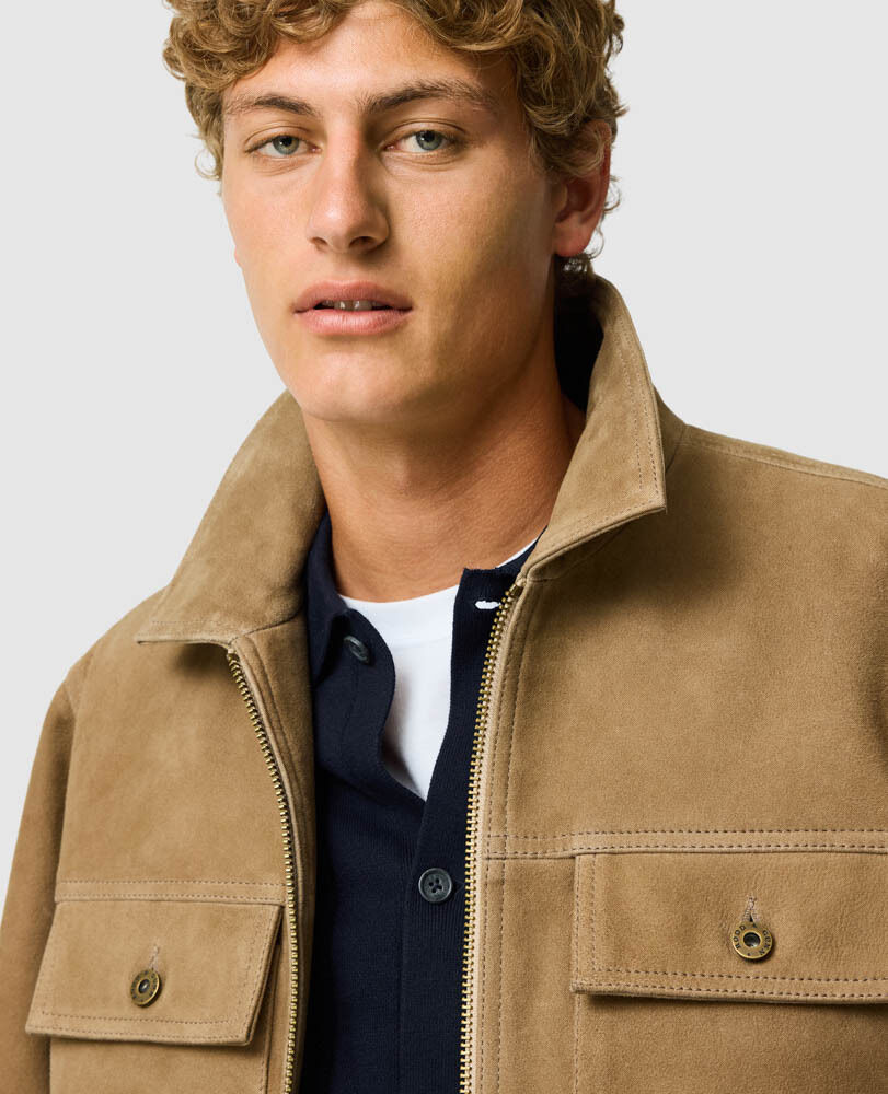 Waitomo Caves Leather Jacket, TAUPE, Detail 3