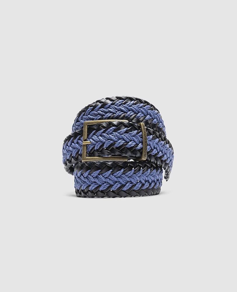 Eastbourne Weave Belt, NAVY DENIM, Front
