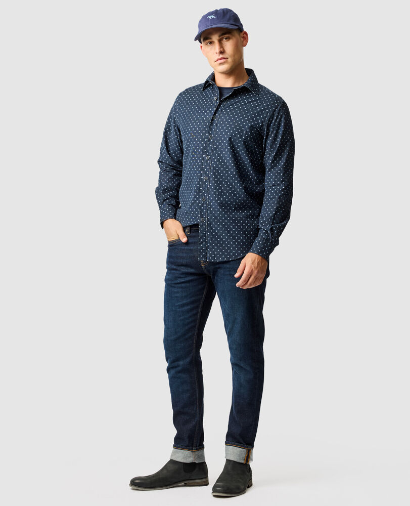 Chemise Harrington coupe sportive, MYRTILLE, Off Front