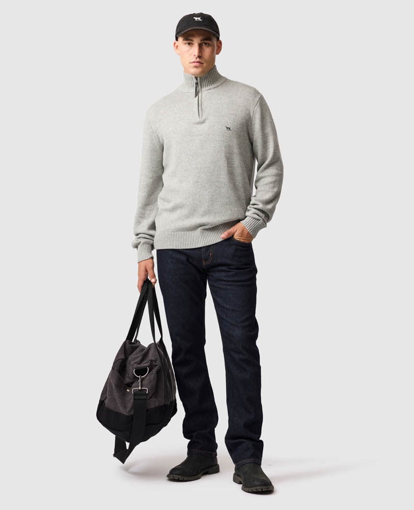 Merrick Bay 1/4 Zip Knit, MARBLE, Off Front