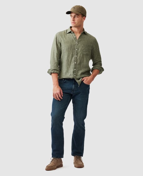 Chemise slim en lin Coromandel, ALGUE