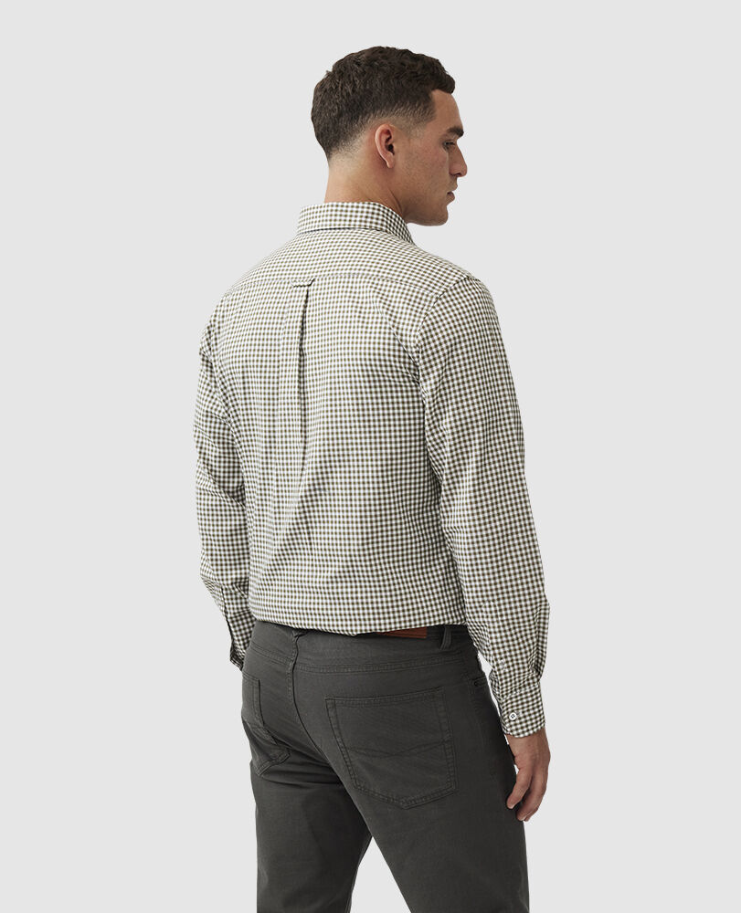 Gunn Check Oxford Sports Fit Shirt, LODEN, Back