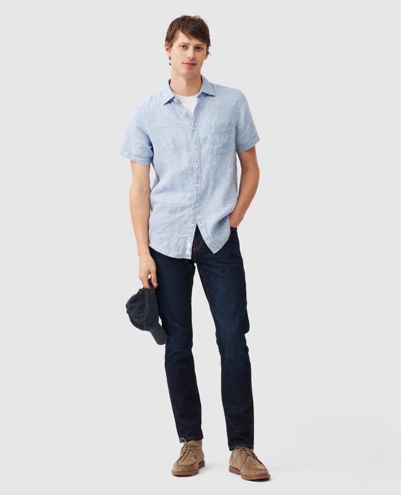 Palm Beach Sports Fit Shirt, DENIM, Off Front