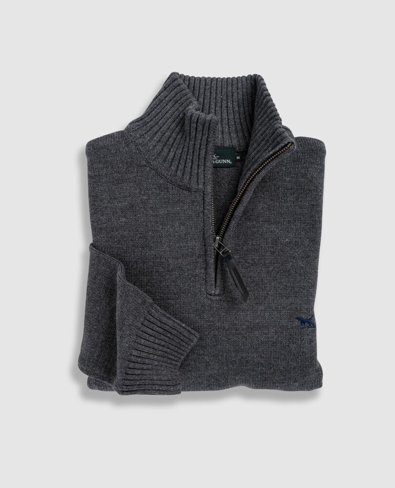 Merrick Bay 1/4 Zip Sweater, GRANITE, Flat Lay