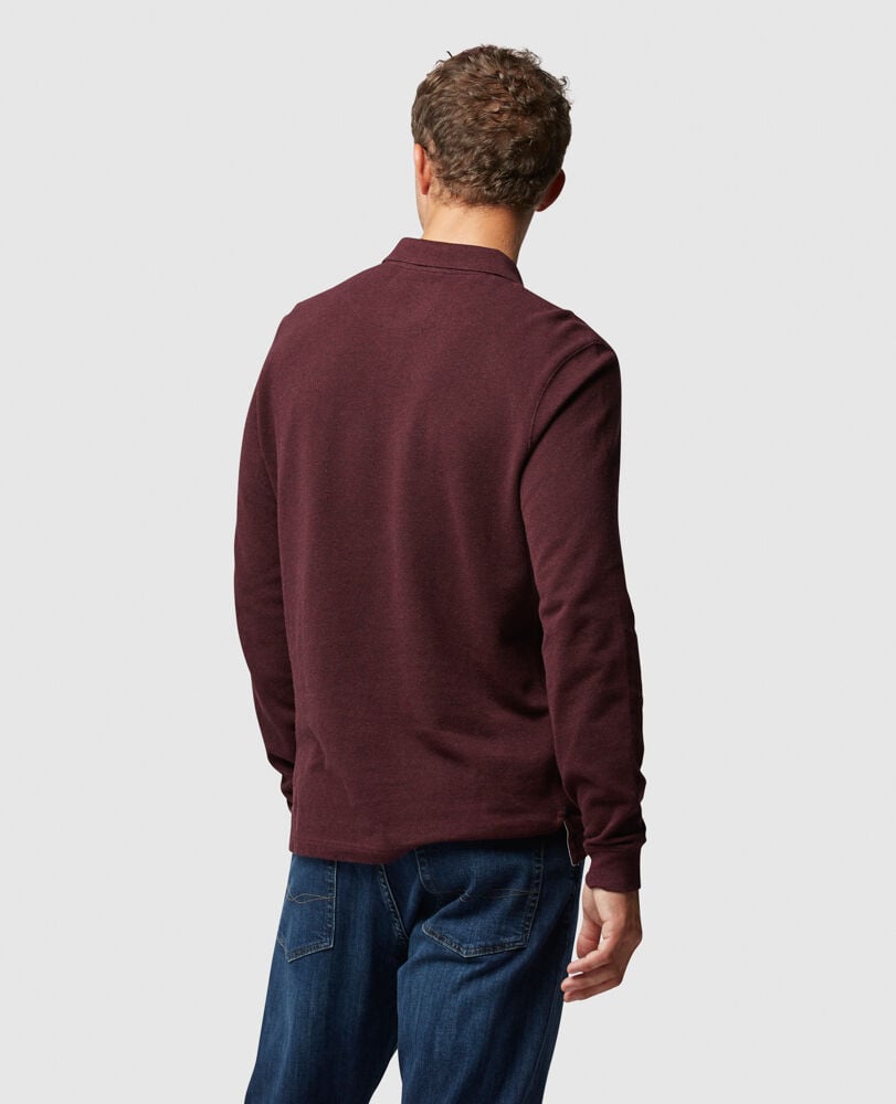 Long Sleeve Sports Fit Gunn Polo, SYRAH, Back