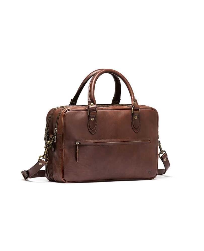 Britomart Laptop Bag, MUD, Off Front