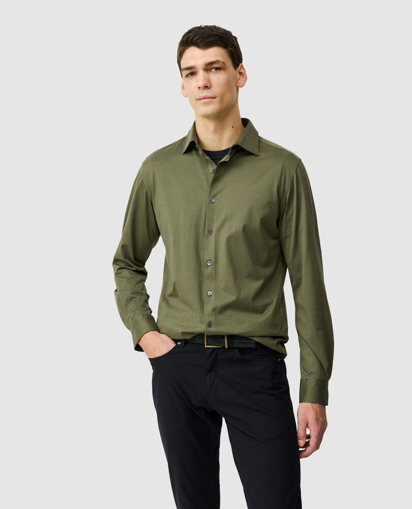 Chemise coupe sportive Ascot Park, KAKI, Front
