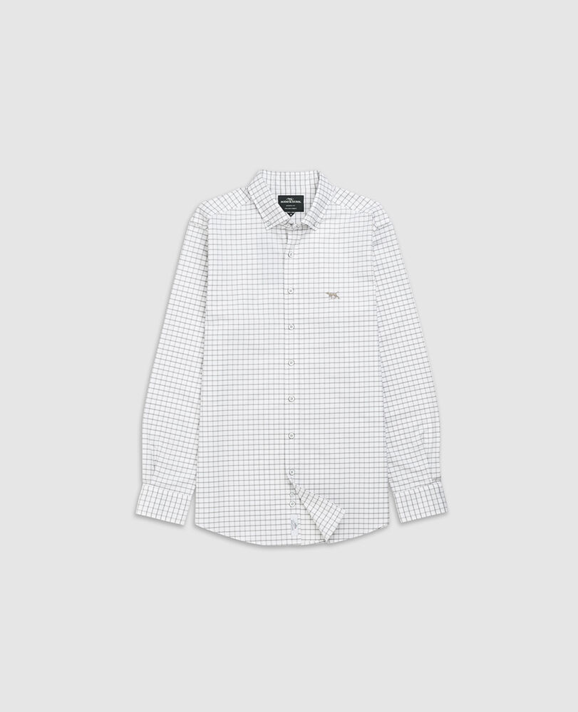 Oxford Valley Check Shirt, SAND, Flat Lay