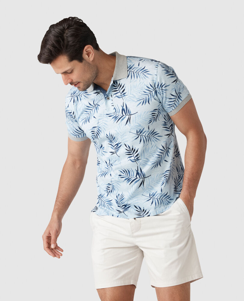 Bedivere Falls Sports Fit Polo, SKY, Front