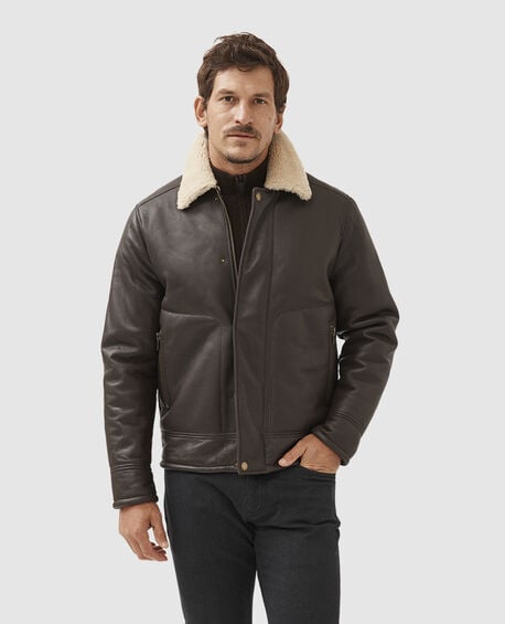 Arrowtown Shearling Leather Jacket, MOCHA