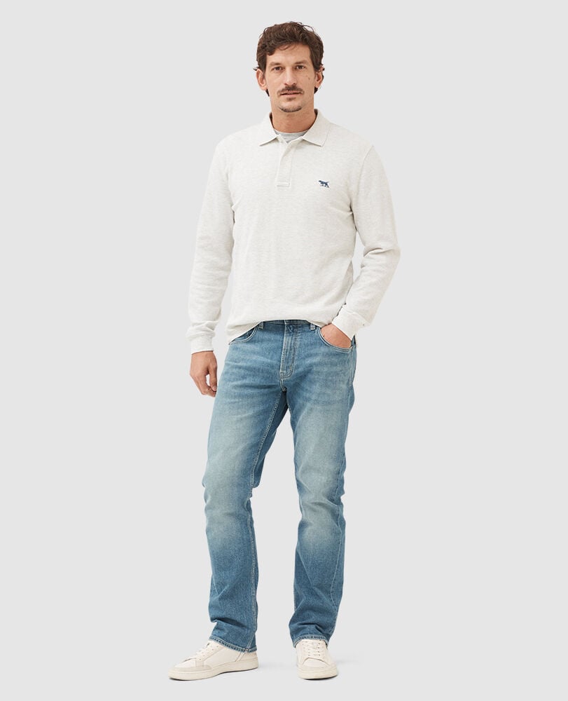 Gunn L/S Polo, CLOUD, Off Front