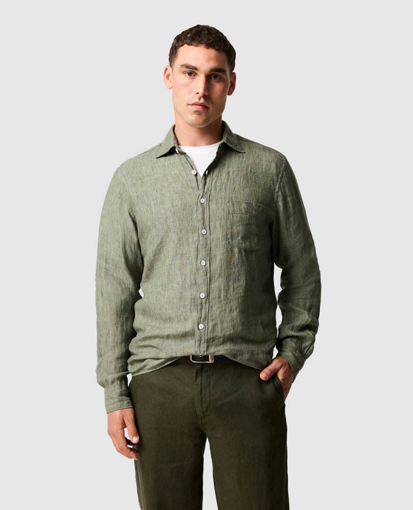 Chemise slim en lin Coromandel, ALGUE, Front