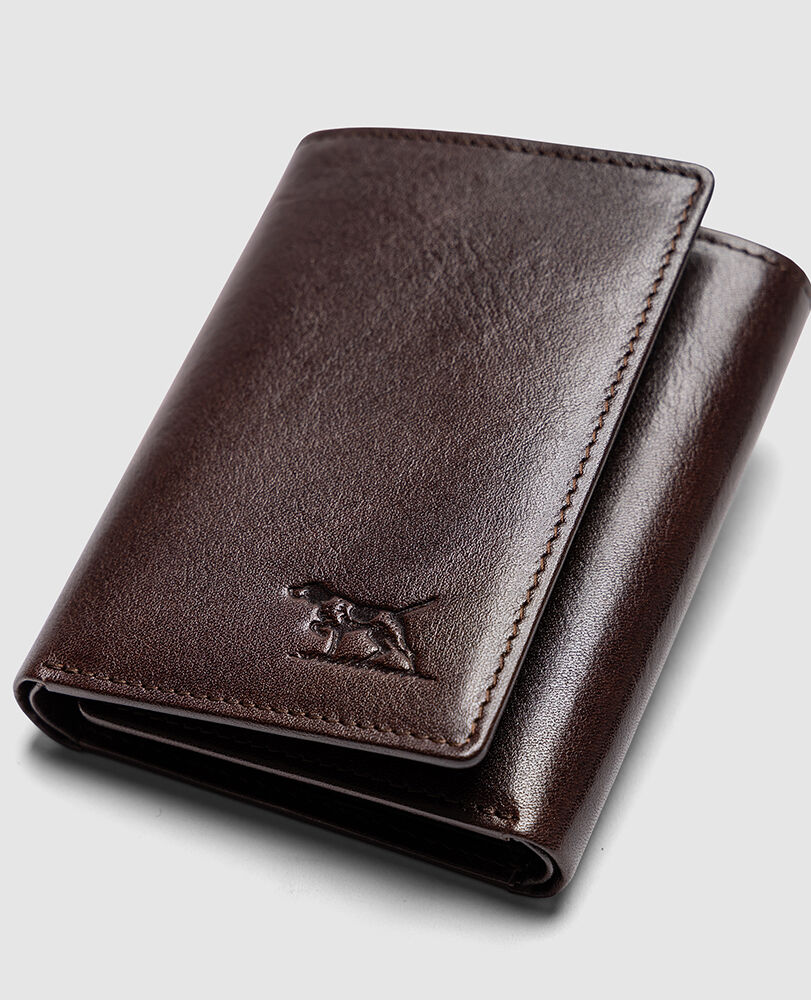 Wesport Tri Fold Wallet, CHOCOLATE, Flat Lay