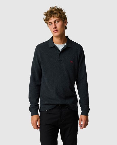 Long Sleeve Sports Fit Gunn Polo, GRAPHITE