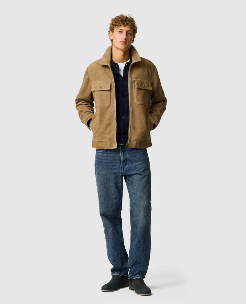 Waitomo Caves Leather Jacket, TAUPE, Off Front