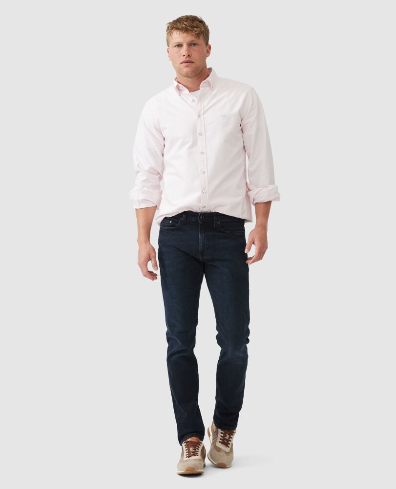 Chemise slim en coton oxford Gunn, QUARTZ, Off Front