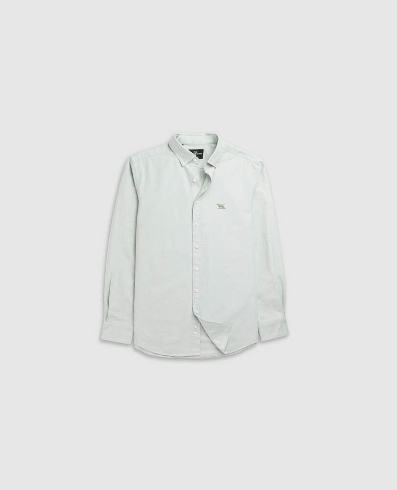 Chemise slim en coton oxford Gunn, EUCALYPTUS, Flat Lay