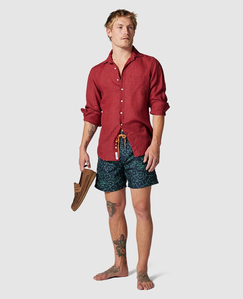 Chemise slim en lin Coromandel/CRABE ROUGE XL, CRABE ROUGE, Off Front