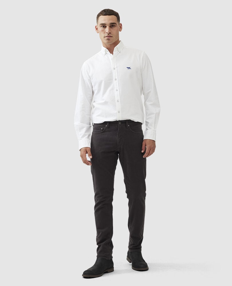 Albury Moleskin Straight Jean, CHARCOAL, Off Front
