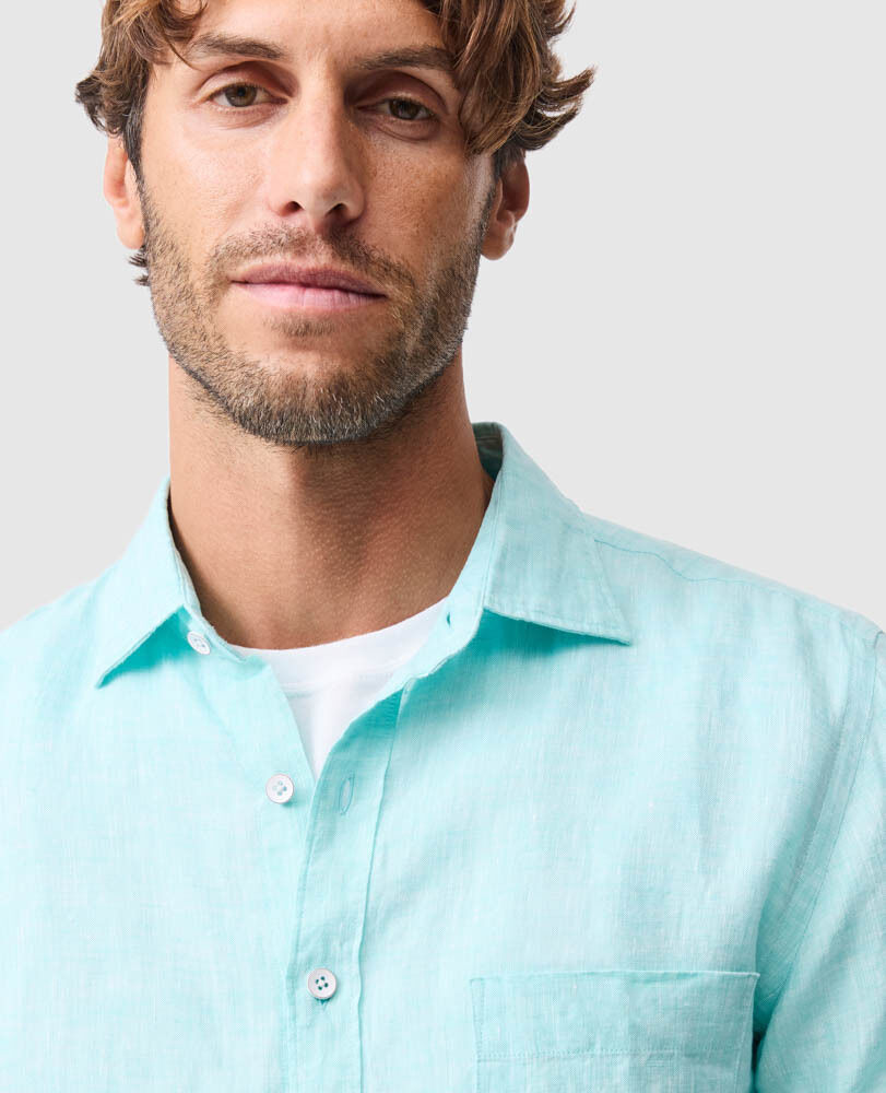 Chemise slim en lin Coromandel, MENTHE, Detail 3