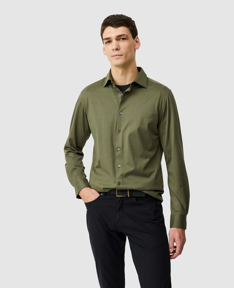 Ascot Park Sports Fit Shirt, KHAKI, Front