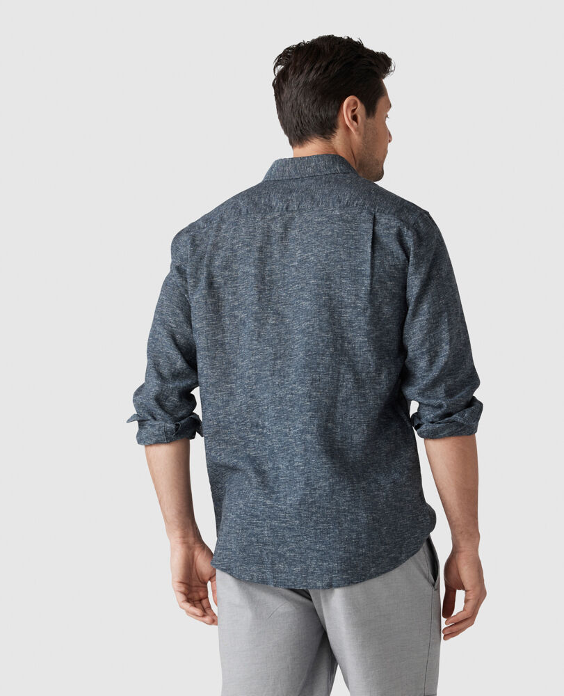 Motion Linen Shirt, INDIGO, Back