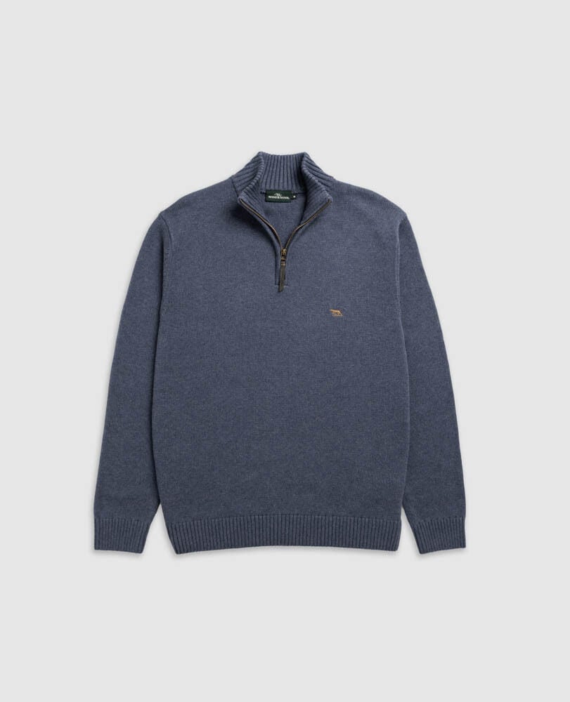 Merrick Bay 1/4 Zip Sweater, STONEWASH, Flat Lay