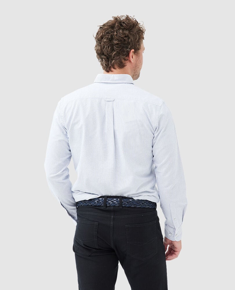 Gunn Oxford Stripe Sports Fit Shirt, ROYAL, Back
