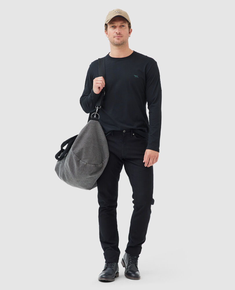 Gunn Long Sleeve Sports Fit T-Shirt, LIQUORICE, Off Front