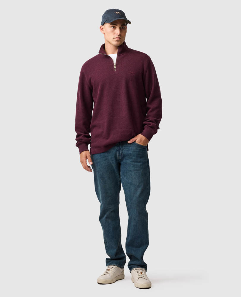 Sweatshirt col 1/4 zip alton ave, FIGUE NOIR, Off Front