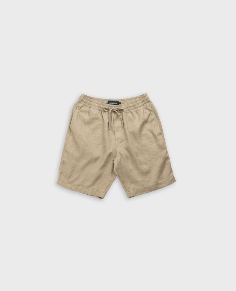 Linen 9" Resort Short, DARK TAUPE, Flat Lay
