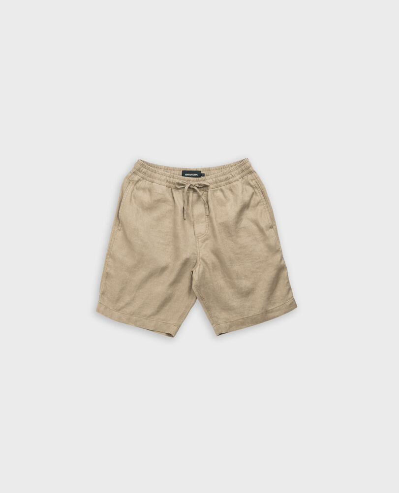 Linen 9" Resort Short, DARK TAUPE, Flat Lay