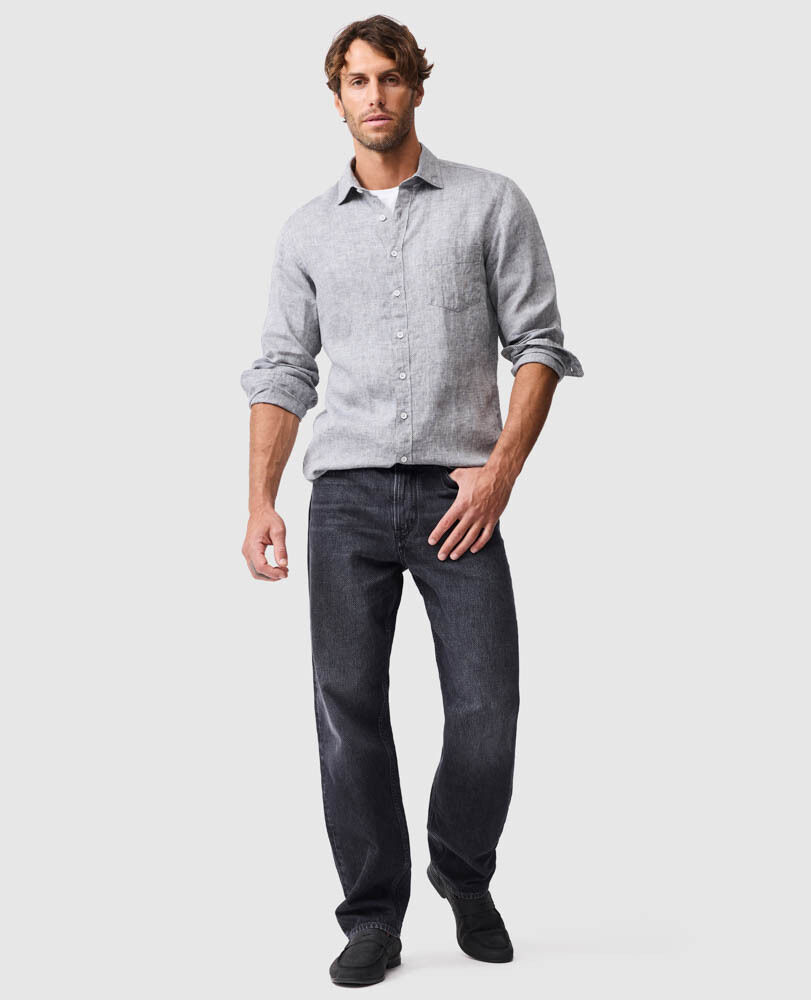 Coromandel Sports Fit Shirt, SMOKE, Off Front