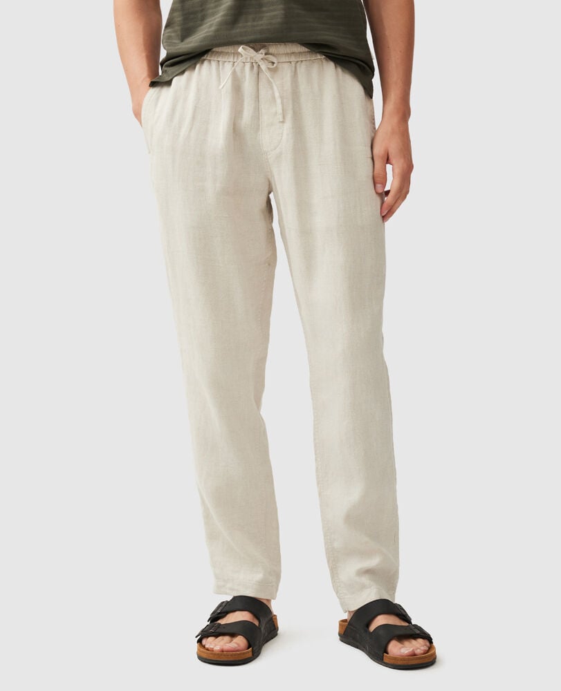 Linen Resort Pant, OATMEAL, Front