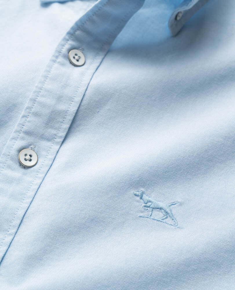 Gunn Oxford Sports Fit Shirt, CORNFLOWER, Detail 2