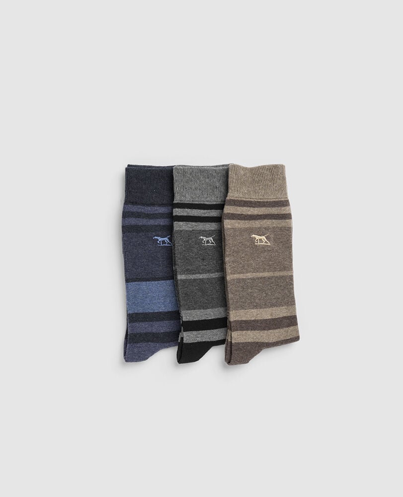 Stirling Striped Three Pack Socks, ASSORTED, Front