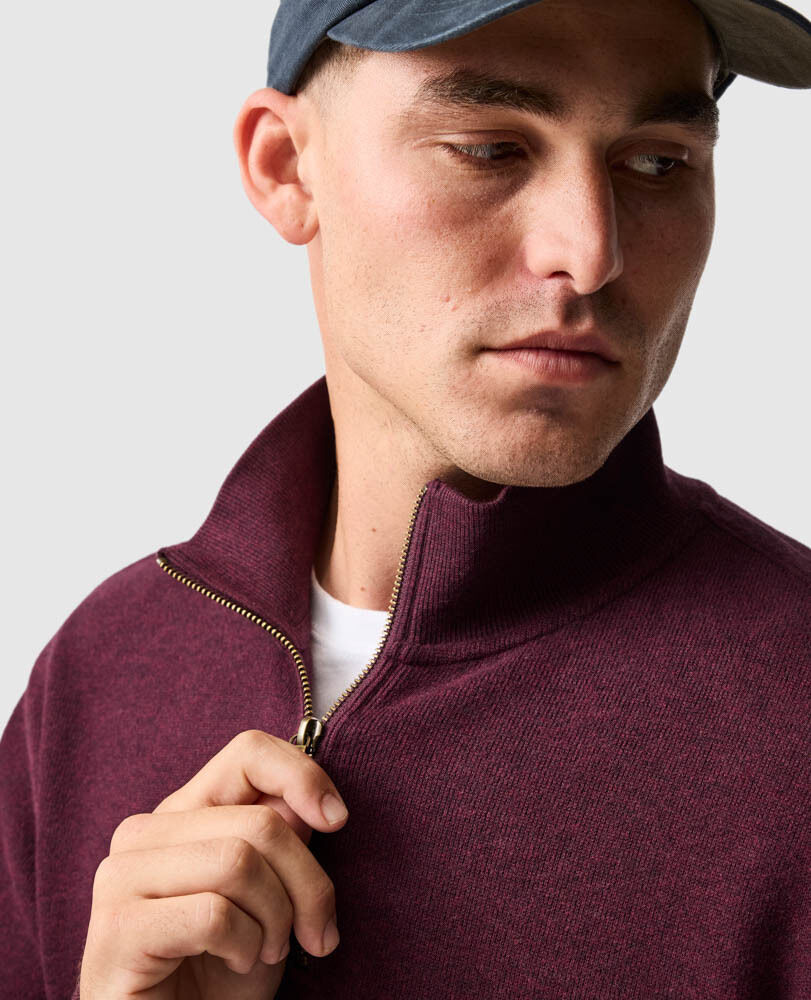 Sweatshirt col 1/4 zip alton ave, FIGUE NOIR, Detail 3